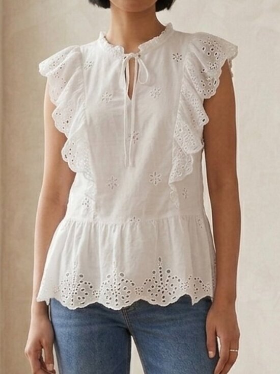 Laundry By Shelli Segal Tops - Laundry by Shelli Segal Women's White 100% Cotton Eyelet Lace Top Small Coquette